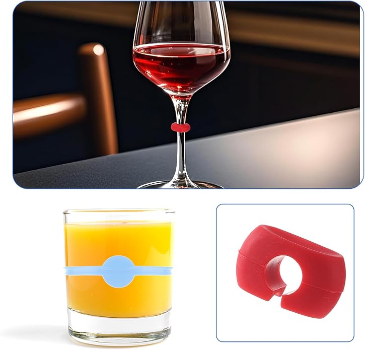 24 Pack Cup Markers for Drinks, Wine Glass Markers Charms Drink Marker Party Drinking Labels for Glasses Cup, Beer Bottle, Mug, Jar, Cocktail Glass