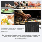 Professional Chef Tools | Plating Tools Culinary Set | Piece Culinary Tool Set | Premium Stainless Steel Chef's Plating Tool Set | Kitchen Tweezers & Fish tongs & Spatula & Slotted Spoon (Black) (10)