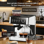 Kndko Espresso Machine, 20Bar Italian Pump & Commercial Steam Wand for Barista-Quality Coffee | Easy to Use with PID Control & Guided Tutorial | All-in-One Kit, Compact Stainless Steel Design