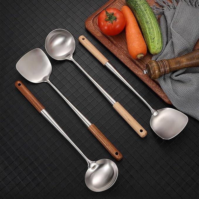 Kitchen Utensils Set，Cooking Utensils Spoons for Cooking Spatulas Cooking Utensils 2 Pieces 304 Stainless Steel Cookware Gadgets Sets Kitchen Tools