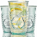 COURONNE CO. Clear Recycled Drinking Glass Tumbler, Perfect for Cocktails, Refreshments & Everyday Use, Restaurant Grade, Crafted without lead-based materials (11.2 Oz, Bee), Pack of 6