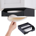 9-inch Paper Plate Dispenser Under Cabinet, Bamboo Paper Plate Holders, Kitchen Counter Vertical Plate Dispensers Holders Countertop Caddy(For 9-inch Plates, Black)