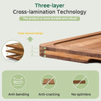 Bamboo Cutting Boards for Kitchen(Set of 3), Wood Cutting Board with Wood Storage Stand, Charcuterie & Chopping Board for Vegetables and Meat, with Deep Juice Groove, Ideal Kitchen Gifts