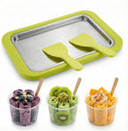 Rolled Ice Cream Maker, Manual Ice Cream Tray for Homemade Frozen Yogurt and Sorbet, Food Grade Ice Cream Roller for Family (Green)