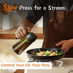 TrendPlain - Original 16oz/470ml Olive Oil Dispenser Bottle for Kitchen Gadgets and Air Fryer Accessories - Olive Oil Sprayer for Cooking w/Stickers - Black&Ash
