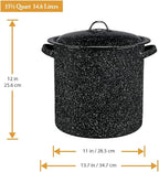 Granite Ware 15.5 Qt Steamer Pot With Rack, Black - Multi-Tier Steam Pot for Cooking Tamales, Seafood, Vegetables - Durable Porcelain Cookware with Steel Core - Everyday Versatile Cookware