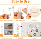 14 Pcs Invisible Plate Hangers for The Wall - 4/6/8/10 Inch Stainless Steel Decorative Plate Holers for Display, Artwork & Home Decor (Includes 14 Wall Hooks & 56 Tip Protectors & Guide)