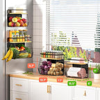 Ofiray-home Magnetic Shelf for Fridge with Wood Lid, Fruit Potato and Onion Storage Bins, Pantry Organizers & Storage, Large Container Magnetic Spice Rack for Refrigerator, Kitchen Counter (Black, 1)