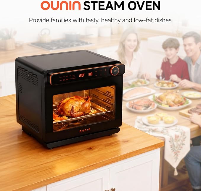 OUNIN 24L Steam and Air Fryer Combo Countertop Oven,11-in-1 Convection Baking and Steam,Bake,Broil,Dehydrate,304 Stainless Steel,Fast Cooking with Precise Electronic Temperature Control,for Gifting