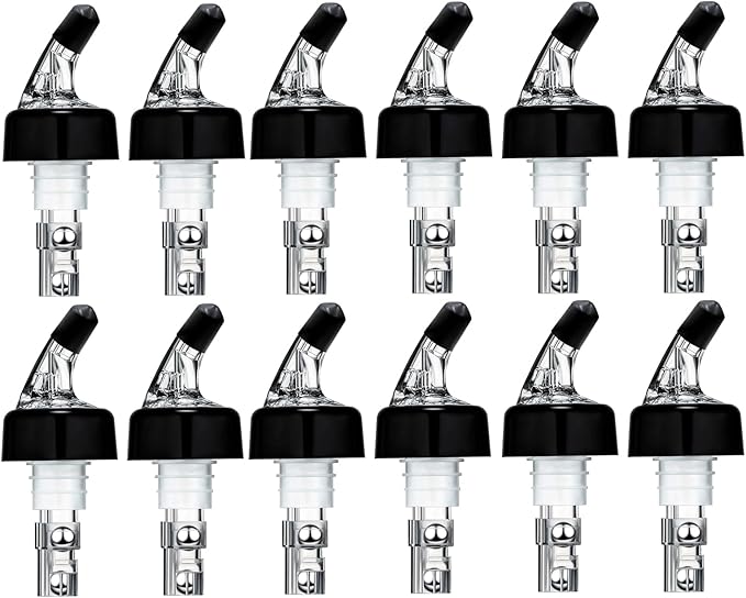 12 Pack Measured Liquor Pour Spout, Liquor Bottle Pourers, Measure Pour Spout for Liquor Bottles, Bottle Pourers for Alcohol, Shot Pourer Cocktail Liquor Dispenser Bar Bartending Tool -2oz/60ml