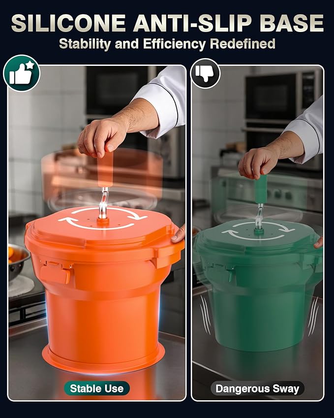 WantJoin Commercial Salad Spinner - 2.5 Gallon Salad Dryer w/Silicone Anti-slip Mat & Draining Hose, 10Qt Manual Salad Spinner for 3 Heads of Lettuce Spinner Large for Catering