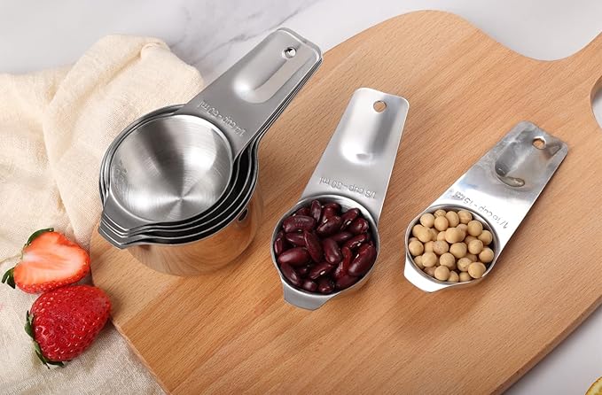 DOTINGHUX 8 Pcs Stainless Steel Measuring Cups Set, Kitchen Measuring Cup for Cooking and Baking