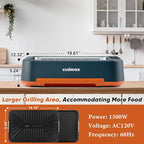 Electric Grill, CUSIMAX Smokeless Indoor Grill & Griddle, Electric Korean BBQ Grill with Turbo Smoke Extractor & REPLACEABLE Filter Sponge, Smart LED Display, Larger Grilling Area, 1500W(New Model)