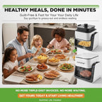 NutriChef 4 QT Air Fryer & Grill | 8-1 Preset Cook Modes | Transparent Fry Bowl for Best Cooking Results | Cook Shrimp, Steak, Fries, Wings & More | 4 QT Glass Air Fryer & 1.2 QT Grill | White
