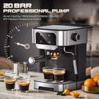 Espresso Machine 20 Bar, Professional Espresso Maker with Power Milk Frother, Compact Espresso Coffee Machine With LED Touch Screen for Home Latte, Cappuccino, 61OZ Removable Water Tank 2026