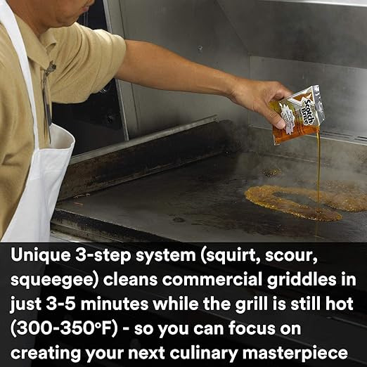 3M Scotch-Brite Griddle Cleaning, Quick Clean Heavy Duty Scour Pad, 4 in x 5.25 in, 6 Pads/Pack, For Baked On Food and Cooking Oils, Use on Hot or Cool Griddle
