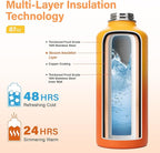 DYSANKY Insulated Water Bottle | Thickened Stainless Steel for Gym and Hiking with Straw, Carrier Bag, Handle Strap | BPA-Free 87 oz