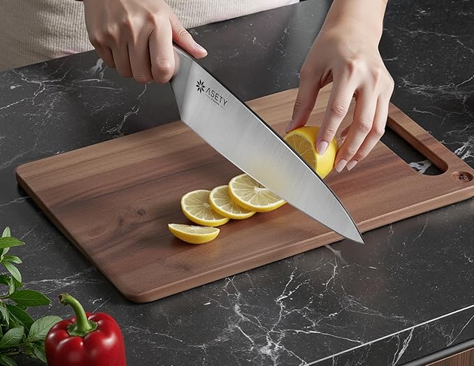ASETY Knife Set - Ultra Sharp Knives Set for Kitchen with block, 15 PCS Stainless Steel Knife Set with Built-in Sharpener, Ergonomic Non-Slip Handle, Elegant Box for Men Women