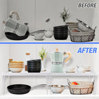 NiHome 4-Pack Stackable Plastic Kitchen Storage Shelf Foldable Rack - White Kitchen Cabinet Organizer and Storage Shelves Stackable Expandable Storage Racks for Counter Cabinet Pantry