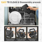 Waffle Iron with Removable Plates, 1200W All-Clad Waffle Maker for Pancake & Breakfast Sandwich, Nonstick Plates, 5-Gear Temperature Control, Cool Touch Handle, Easy to Clean for Family