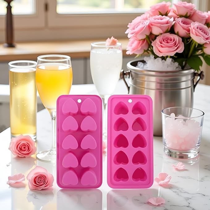 1Pc Pink Tray Heart Ice Cube Tray, BPA Free Shaped Ice Cube Trays for Drinks, Dishwasher Safe Silicone Molds for Making Candle, Candy, Specialty Tools and Gadgets