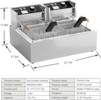 Electric Deep Fryer 22.6L/24QT Stainless Steel Large Capacity Commercial Fryer with Basket, 3400W 110V Countertop Deep Fryer for Home Kitchen and Restaurant Use withTemperature Control