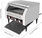 Commercial Conveyor Toaster 2600W, 450 Slices/Hour Stainless Steel Bread Oven with Dual Temp Control & Double Chutes - 7-Speed Adjustable