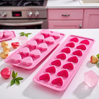 1Pc Pink Tray Heart Ice Cube Tray, BPA Free Shaped Ice Cube Trays for Drinks, Dishwasher Safe Silicone Molds for Making Candle, Candy, Specialty Tools and Gadgets