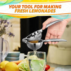 Stainless Steel Lemon Squeezer – Lemon Juicer Squeezer Manual Citrus Juicer | Dishwasher Safe Citrus Press | Corrosion-Resistant | Effortless Maximum Juice Extraction for Lemons, Limes, Oranges & More