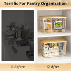 Delamu 4 Pack Pantry Organizers and Storage,Trash Bag Dispenser with Bamboo Top,Stackable Trash Bag Dispenser Under Sink Organizer for 4-30 GalBags,Onion,Potato,Fruits,Clear