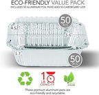 Stock Your Home 1 lb Small Aluminum Pans with Lids (50 Pack), Foil Pans with Clear Plastic Lids, Disposable Cookware & Takeout Trays for Restaurants & Catering