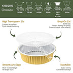 10" Deep Round Aluminum Foil Pans with Lids (5 Pack), Heavy Duty Grease-Resistant Foil Containers for Baking, Heating, Meal Prep & Food Storage, 2.7" Depth, 84oz