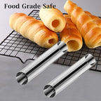Alovexiong Non-stick Cannoli Tubes Molds 6pcs Cream Horn Molds Stainless Steel 4.92 inch Large Cannoli Molds Kit Baking Tubes Cones Pastry Roll Cream Roll Horn Croissant Mold Diagonal Shaped