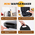 Waffle Maker, Mini Waffle Maker Machine Nonstick with Quick Heat-Up Make 8 pcs Waffles,Waffle Maker for Kids, Suitable for Good Breakfast Snack Dessert