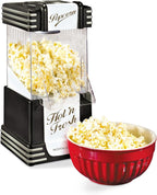 Nostalgia Retro Hot Air Popcorn Maker – 12 Cups Oil Free Popping – Countertop Machine with Measuring Cup – Healthy Snacks & Movie Nights – Black