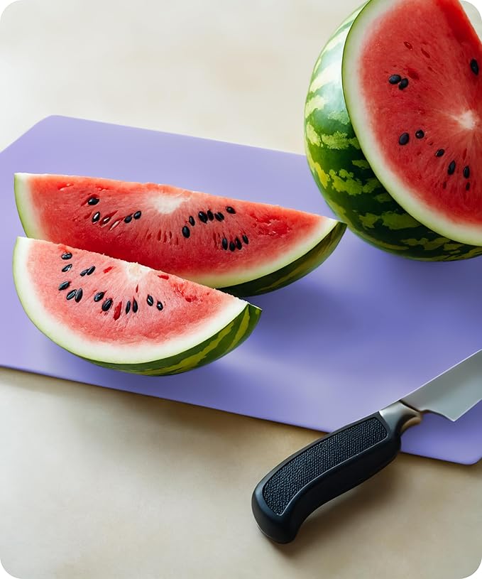 July Home Cutting Board Alternative for Kitchen - Extra Thick Flexible Plastic Cutting Board Set of 3, Non-Slip, BPA-Free, Easy to Clean, Colored Cutting Mats for Cooking, Durable Chopping Sheets