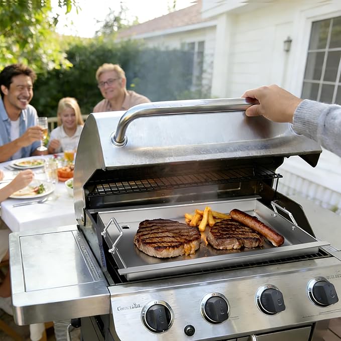 Full Size Griddle Insert for Napoleon Prestige PRO 500 & Built-in Prestige 500 Grills Accessories, BIP500RBNSS-3 P500RBPSS P500RSIBNK-3 P500 P500N Parts, 26.3"L x 17.7"W Stainless Steel Griddle Plate