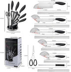 Kitchen Knife Set, Retrosohoo 8-Piece Grey Sharp Non-Stick Coated Chef Knives Block Set,Stainless Steel Knife Set for Kitchen with Sharpener for Cutting Slicing Dicing Chopping (Grey)