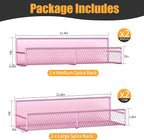 DTUQYX Magnetic Spice Rack for Refrigerator, 4 Pack 100% Metal Strong Magnet Fridge Shelves, Space Saving Spice Organizer, No Drilling Moveable Home Kitchen Laundry Room Storage Organization, Pink