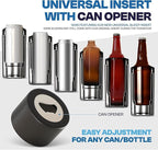Frost Buddy Universal Buddy Can Cooler - Fits All - For Regular 12 & 16 oz or Slim-Size Bottles - Insulated Double-Walled Stainless Steel (Black Leopard)