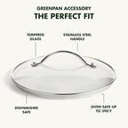 GreenPan 8.5" Universal Glass Lid with Stainless Steel Handle, Tempered Glass Lid for Frying Pan Skillet, PFAS-Free