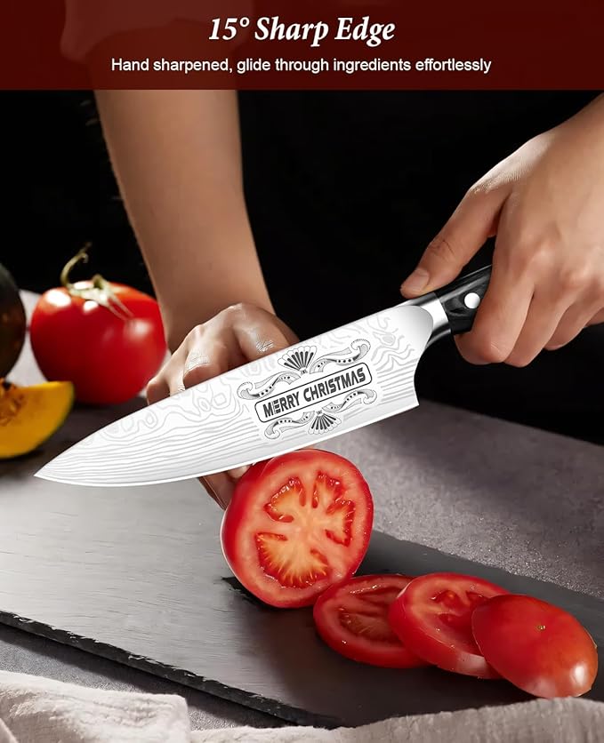 MOSFiATA Gifts for Him Her Men Women Husband, Christmas Xmas Stocking Stuffers, Birthday Gifts ideas for Him Her, 8 inch Pro German Chef Knife, Kitchen Knife Gift Set