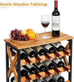 25 Bottle Wine Rack Freestanding Floor Rustic Wine Holder Stand 5 Tier Wobble-Free Tall Wine Racks Wine Large Display Storage Shelf for Cellar Kitchen 21.6''L x 10.6''W x 31.8''H