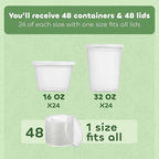 JoyServe Deli Food Containers with Lids - (144 Sets) Bulk Case of 72-32 Oz Quarts & 72-16 Oz Pints Airtight Food Storage Takeout Meal Prep Containers, BPA-Free, Dishwasher, Microwave Safe
