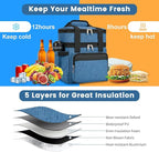 holuxer Insulated Lunch Bag & Lunch Box for Men - Double Deck Reusable Lunch Bag for Women Tote Cooler Bag Leakproof Soft Expandable - Large Lunchbox for Work/Adult/Picnic/Outdoor (Blue，15L)