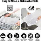 TIKNIK Silicone Dish Drying Mat, Stone Drying Mat for Kitchen Counter with Built-In Drain, Non-Slip Drain Pad with Built-in Drain, Heat Resistant Stone Drying Mat, Hangable, White-2pcs, 20" x 15"
