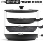 Universal Lid for Pots, Pans and Skillets - Tempered Glass Lid with Heat Resistant Silicone Rim Fits 10", 11", 12" Diameter Cookware, Replacement Lid for Frying Pan & Cast Iron Skillet