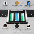 Bag Storage Organizer - Bamboo Food Plastic Baggie Holder, Dispenser, and Container for Kitchen Drawer - Fits Major Brand's Gallon, Quart, Sandwich & Snack Sized Slider Bags (Black)
