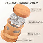 4-Piece Spice Grinder with Magnetic Lid, Resin Wood Grain Grinder with Integrated Screen & Transparent Storage Chamber, Manual Kitchen Seasoning Grinder