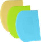 SURDOCA Dough Scraper Bench Scraper - 3P 13x7.9" Plastic Flexible Bowl Scraper, Sharp Edge & Angles Cake Scraper. Non-Slip Bakeware Decorating Tools Sculpting & Modeling Tools - Blue+Yellow+Green